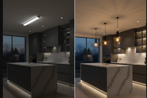 Avant / après : l’impact de l’éclairage sur une cuisine rénovée