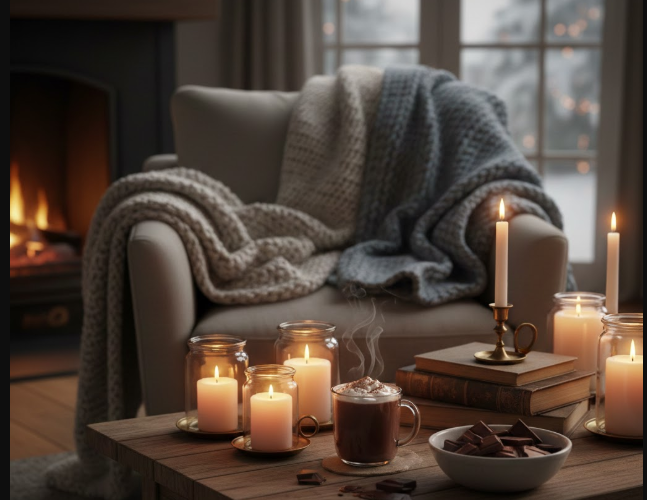 La recette du bonheur selon le hygge : bougies, plaids et chocolat chaud