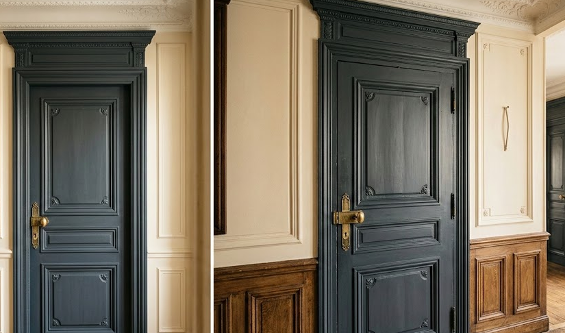Esthétique bois moulurée comme une porte haussmannienne