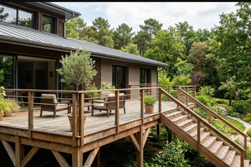 Créez une terrasse en bois surélevée dans votre jardin en pente