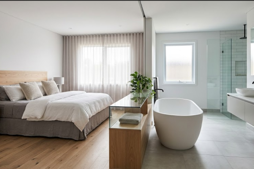Créer une salle de bain ouverte sur la chambre sans fausse note