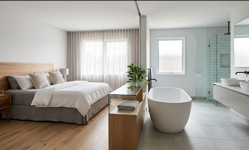 Créer une salle de bain ouverte sur la chambre sans fausse note