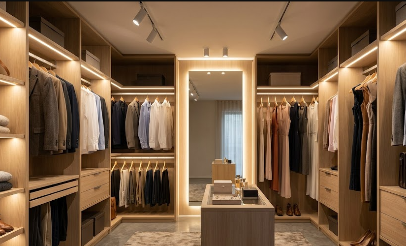 L&rsquo;éclairage, la clé d&rsquo;un aménagement de dressing réussi