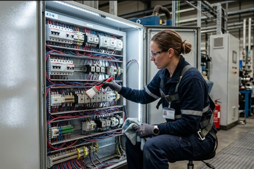 Nettoyage des armoires électriques : aspiration et soufflage sec
