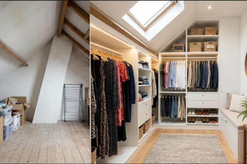 Avant/après : ils ont créé un superbe dressing sous pente