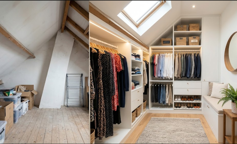 Avant/après : ils ont créé un superbe dressing sous pente